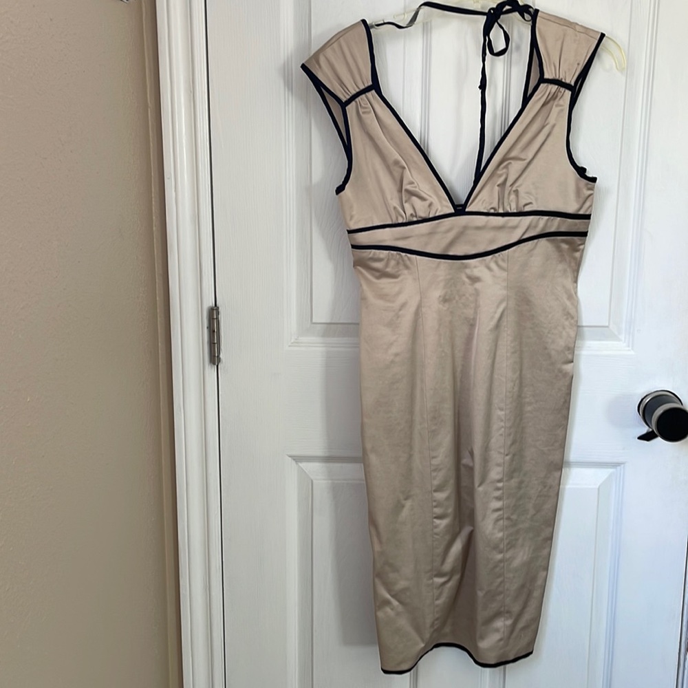 ❌SOLD ❌ bebe sweetheart tan satin cocktail dress